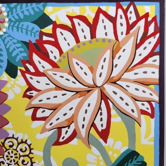 Floral Garden with Bird Paint by Number Painting Finished 11 by 11‎ Botanical - Picture 12 of 16